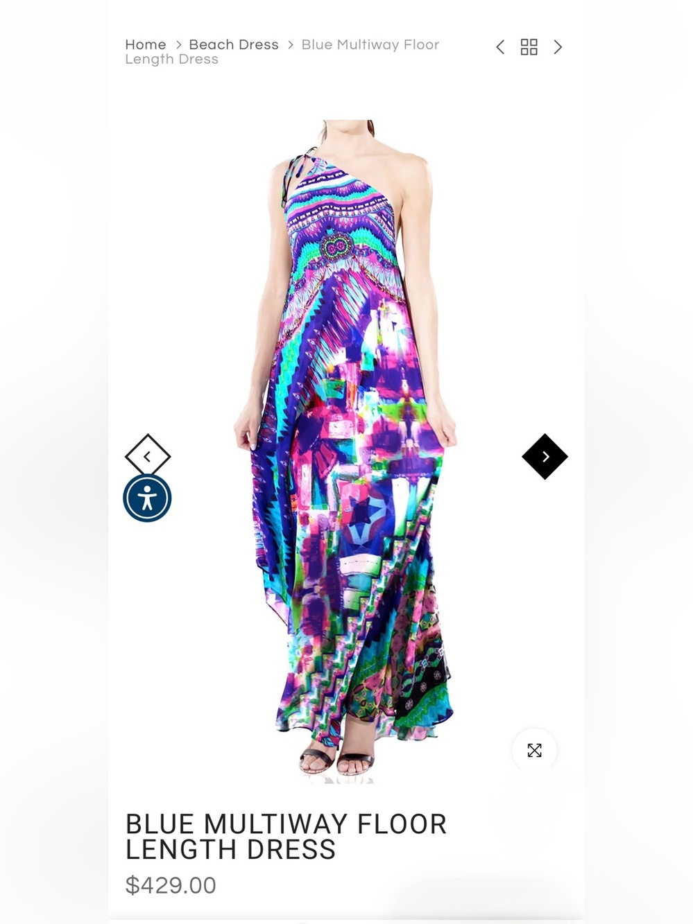 NWT Shahida Parides Blue Multiway Maxi Dress Convertible Silk Crepe One Size - Picture 3 of 9
